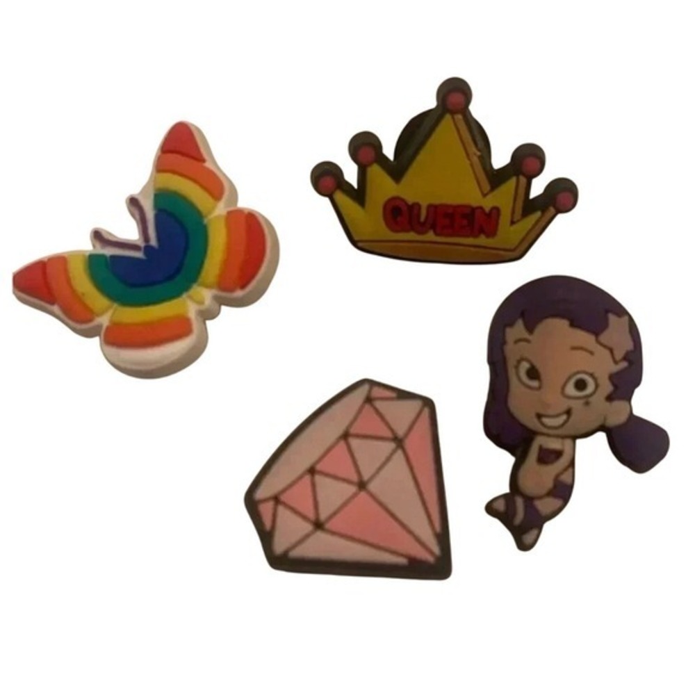 Bubble Guppies Shoe Charms Crown Diamond Butterfly Mollys 4 Piece Set‎